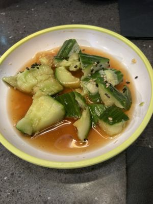 Smashed cucumber  at LHR - YO! Sushi - T3 in West London