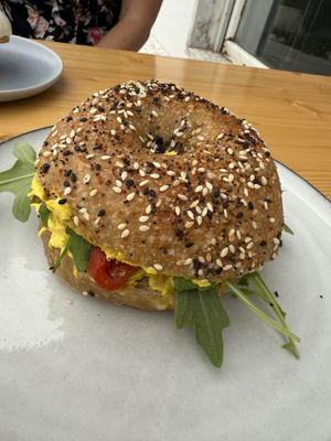 Tofu corn bagel   at Picnic in Sagres