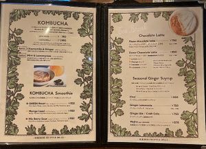 Menu at eatYOGAstudio in Hayama