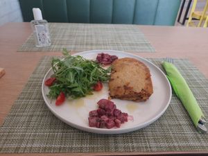 Great mussaka at Veganissimo in Santorini