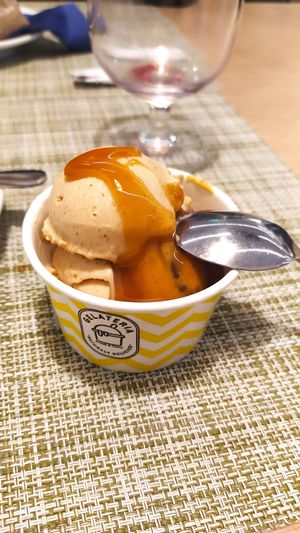 Peanut butter caramel ice cream at Veganissimo in Santorini