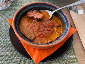 Eggplant Saganaki at Veganissimo in Santorini