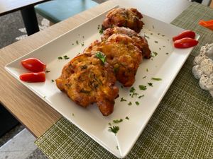 Tomato Fritters at Veganissimo in Santorini