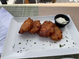 Tomato fritters  at Veganissimo in Santorini