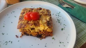 Vegan moussaka at Veganissimo in Santorini