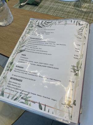 Vegan/vegetarian menu  at Veganissimo in Santorini