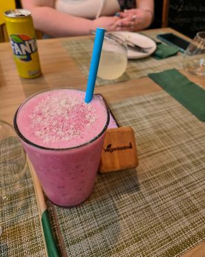 Tropical Spice Smoothie at Veganissimo in Santorini