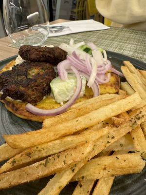 Zucchini Vegan Gyros - unfolded option  at Veganissimo in Santorini