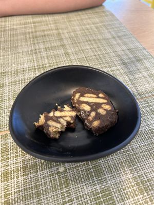 free little biscuit chocolate treat  at Veganissimo in Santorini