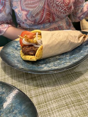 Beyond Meat Souvlaki  at Veganissimo in Santorini