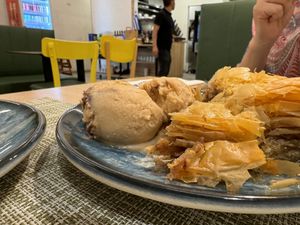 Vegan Baklava with Ice Cream  at Veganissimo in Santorini