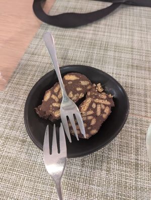 Choc salami at Veganissimo in Santorini