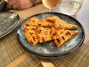 Flat bread   at Veganissimo in Santorini