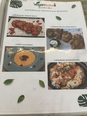 Menu  at Veganissimo in Santorini