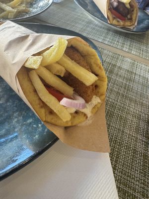 Beyond chicken souvlaki   at Veganissimo in Santorini