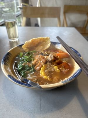 Amazing flavours in the soup noodles!  at Thong Dong Vegan Kitchen & Cafe in Lao Cai
