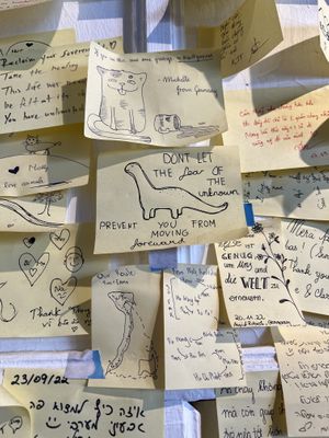 Note wall   at Thong Dong Vegan Kitchen & Cafe in Lao Cai