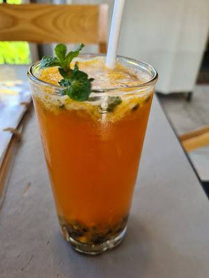 Passionfruit tea at Thong Dong Vegan Kitchen & Cafe in Lao Cai