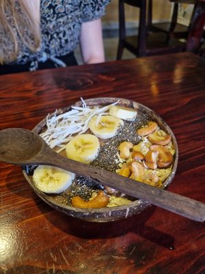 Chocolate smoothie bowl at Thong Dong Vegan Kitchen & Cafe in Lao Cai
