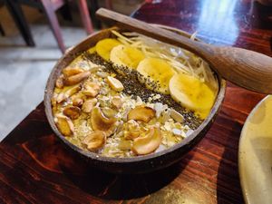 Turmeric smoothie at Thong Dong Vegan Kitchen & Cafe in Lao Cai