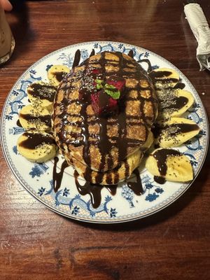 Chocolate and banana pancakes  at Thong Dong Vegan Kitchen & Cafe in Lao Cai