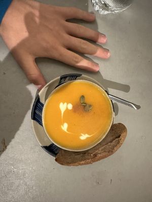 Pumpkin soup (small serving size)  at Thong Dong Vegan Kitchen & Cafe in Lao Cai