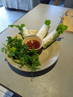 Mushroom spring rolls at Thong Dong Vegan Kitchen & Cafe in Lao Cai