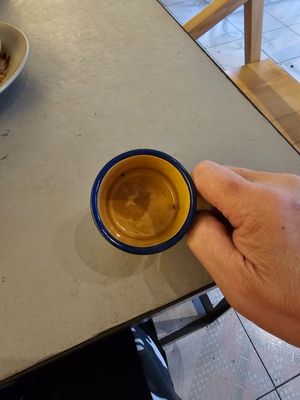 Very dirty cup at Thong Dong Vegan Kitchen & Cafe in Lao Cai