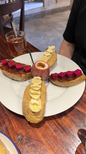 Bread with peanut butter and jamm  at Thong Dong Vegan Kitchen & Cafe in Lao Cai