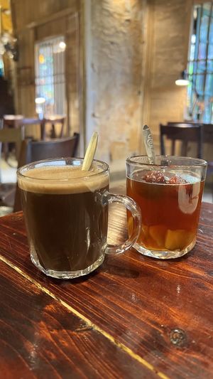 Hot chocolate and ginger teaa  at Thong Dong Vegan Kitchen & Cafe in Lao Cai