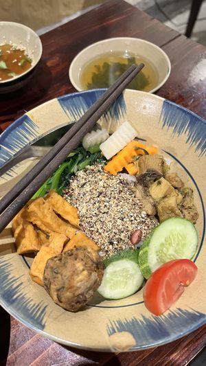 Colorful rice  at Thong Dong Vegan Kitchen & Cafe in Lao Cai