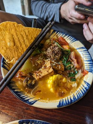 Thong dongs noodle soup at Thong Dong Vegan Kitchen & Cafe in Lao Cai
