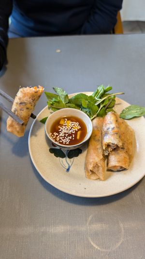 fried spring rolls at Thong Dong Vegan Kitchen & Cafe in Lao Cai