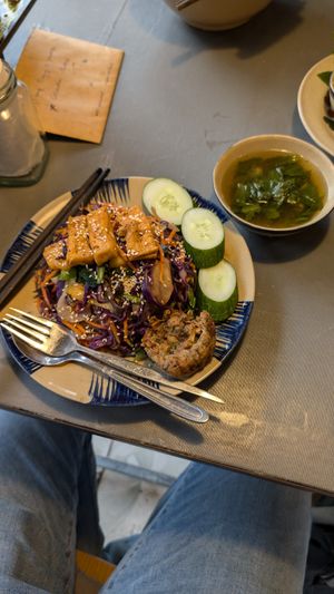 fried noodles with vegetables at Thong Dong Vegan Kitchen & Cafe in Lao Cai