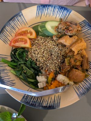 Rainbow rice at Thong Dong Vegan Kitchen & Cafe in Lao Cai