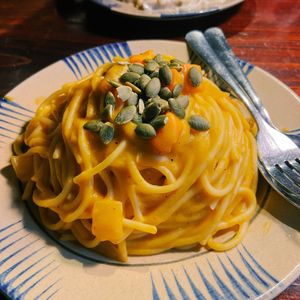 Pumpkin pasta  at Thong Dong Vegan Kitchen & Cafe in Lao Cai