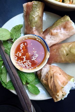 Mushroom spring roll at Thong Dong Vegan Kitchen & Cafe in Lao Cai