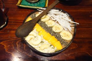 Chocolate smoothie bowl at Thong Dong Vegan Kitchen & Cafe in Lao Cai