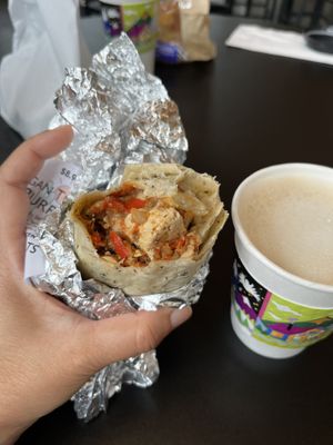 Breakfast burrito: Tofu, vegan cheese, peppers   at Wild Oats Bakery and Cafe in Brunswick