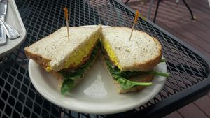 Eggless egg sandwich at Wild Oats Bakery and Cafe in Brunswick