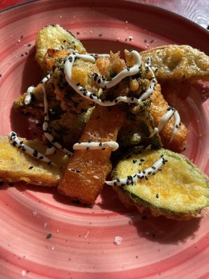 Tempura vegetables   at La Vida Bonita Beach Club in Santa Pola