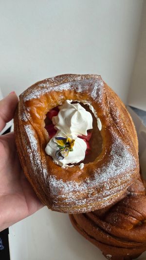 Rhubarb and custard pastry at Lovely Rita's Bakehouse in Sheffield