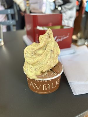 crema biscotto veg and gianduia vegano  at Cremeria Cavour in Bologna