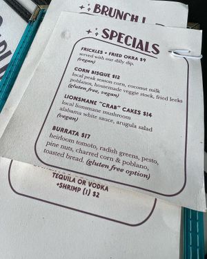 Specials often have vegan items!   at Darling's in Tillson