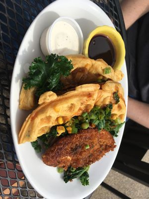 The waffles & chicken at Native Foods in Encinitas