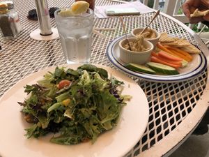 Quinoa salad and veggie with hummus and baba ghanoush  at Fort Mackinac Tea Room in Mackinac Island