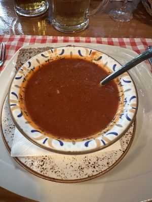 delicious tomato soup , served with local breadd  at Konoba Feral in Herceg Novi