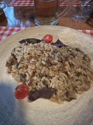 mushroom risotto ( without the cream) delicious   at Konoba Feral in Herceg Novi
