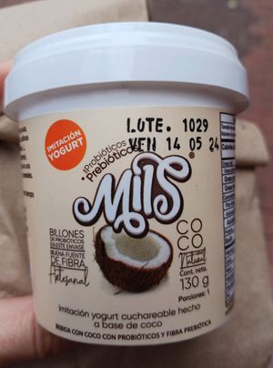 Coconut yogurt.   Thry also have a larger size. at Mi pueblito Mercado Ecológico in Bogota