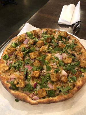 Vegan chicken tikka masala pizza! Delicious    at Pizza Twist in Franklin